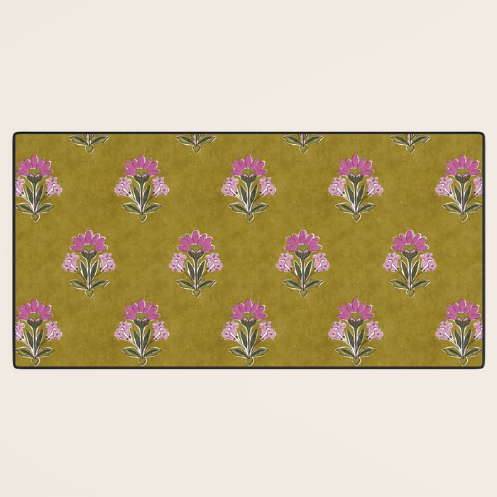 Block pink floral  Desk Mat Gallery Image 3