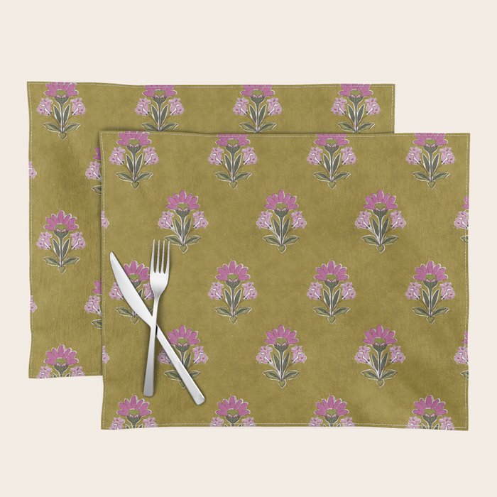 Block pink floral  Placemat Gallery Image 1