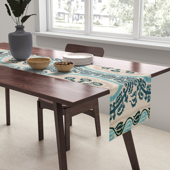Ferghana Suzani  Northeast Uzbekistan Embroidery Print Table Runner Gallery Image 2
