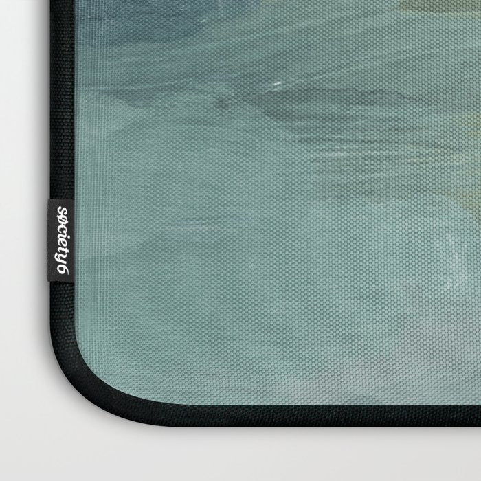Farmland Sunset I - Seafoam Green Mint Black Blush Pink Abstract Nature Land Art Painting Laptop Sleeve Gallery Image 3