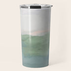 Farmland Sunset I - Seafoam Green Mint Black Blush Pink Abstract Nature Land Art Painting Travel Mug Gallery Image 1