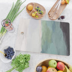 Farmland Sunset I - Seafoam Green Mint Black Blush Pink Abstract Nature Land Art Painting Cutting Board Gallery Image 2