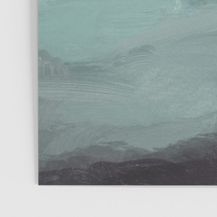 Farmland Sunset I - Seafoam Green Mint Black Blush Pink Abstract Nature Land Art Painting Poster Gallery Image 3