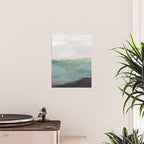 Farmland Sunset I - Seafoam Green Mint Black Blush Pink Abstract Nature Land Art Painting Poster Gallery Image 2