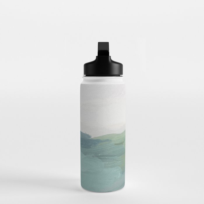 Farmland Sunset I - Seafoam Green Mint Black Blush Pink Abstract Nature Land Art Painting Water Bottle Gallery Image 3