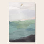 Farmland Sunset I - Seafoam Green Mint Black Blush Pink Abstract Nature Land Art Painting Cutting Board Gallery Image 1