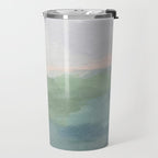 Farmland Sunset I - Seafoam Green Mint Black Blush Pink Abstract Nature Land Art Painting Travel Mug Gallery Image 2
