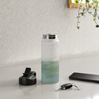 Farmland Sunset I - Seafoam Green Mint Black Blush Pink Abstract Nature Land Art Painting Water Bottle Gallery Image 4