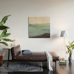 Farmland Sunset I - Seafoam Green Mint Black Blush Pink Abstract Nature Land Art Painting Wood Wall Art Gallery Image 2