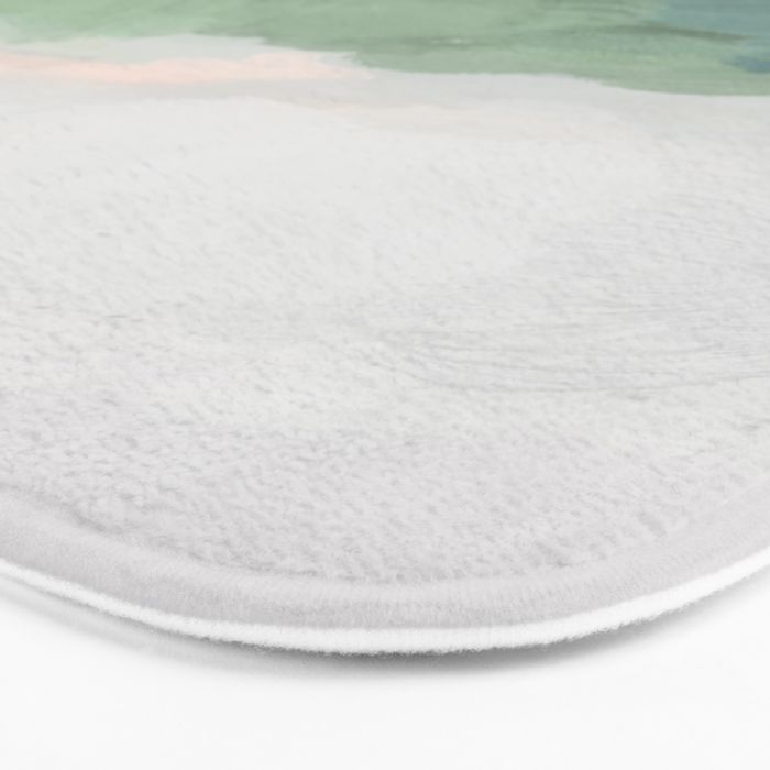 Farmland Sunset I - Seafoam Green Mint Black Blush Pink Abstract Nature Land Art Painting Bath Mat Gallery Image 3