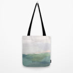 Farmland Sunset I - Seafoam Green Mint Black Blush Pink Abstract Nature Land Art Painting Tote Bag Gallery Image 2