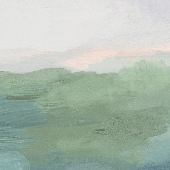 Farmland Sunset I - Seafoam Green Mint Black Blush Pink Abstract Nature Land Art Painting Coffee Mug Gallery Image 2