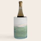 Farmland Sunset I - Seafoam Green Mint Black Blush Pink Abstract Nature Land Art Painting Wine Chiller Gallery Image 1
