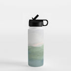Farmland Sunset I - Seafoam Green Mint Black Blush Pink Abstract Nature Land Art Painting Water Bottle Gallery Image 1