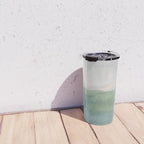 Farmland Sunset I - Seafoam Green Mint Black Blush Pink Abstract Nature Land Art Painting Travel Mug Gallery Image 4