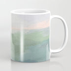 Farmland Sunset I - Seafoam Green Mint Black Blush Pink Abstract Nature Land Art Painting Coffee Mug Gallery Image 1
