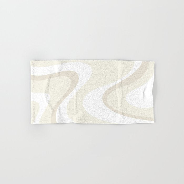 Cream Dream Liquid Swirl Abstract in Light Beige and White Bath Towel Gallery Image 1