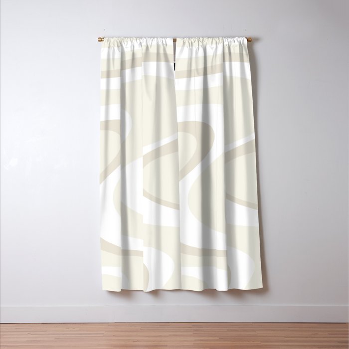 Cream Dream Liquid Swirl Abstract in Light Beige and White Window Curtain Gallery Image 3