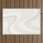 Cream Dream Liquid Swirl Abstract in Light Beige and White Outdoor Rug Gallery Image 1