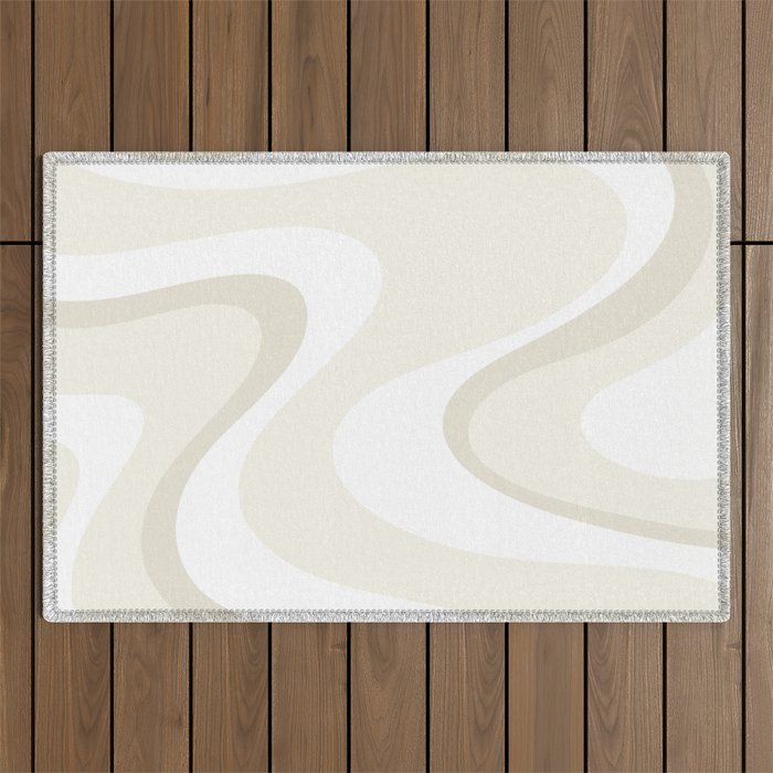 Cream Dream Liquid Swirl Abstract in Light Beige and White Outdoor Rug Gallery Image 1