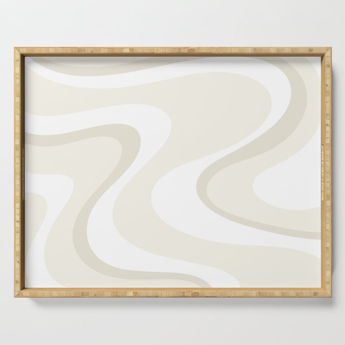 Cream Dream Liquid Swirl Abstract in Light Beige and White Serving Tray Gallery Image 1