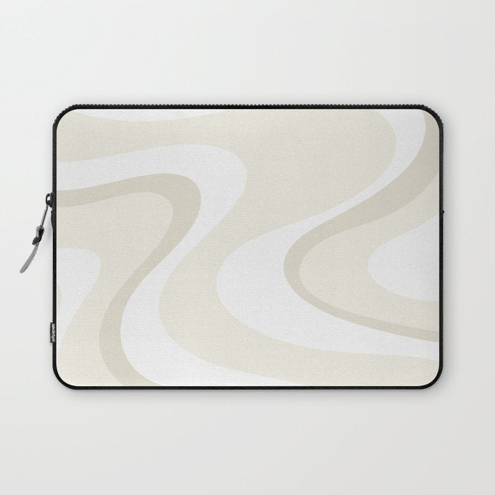 Cream Dream Liquid Swirl Abstract in Light Beige and White Laptop Sleeve Gallery Image 1