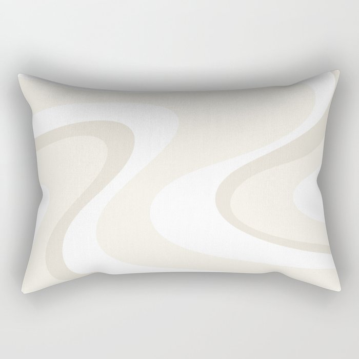 Cream Dream Liquid Swirl Abstract in Light Beige and White Rectangular Pillow Gallery Image 2