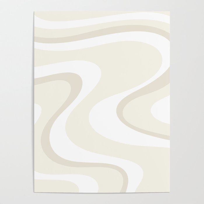 Cream Dream Liquid Swirl Abstract in Light Beige and White Poster Gallery Image 4