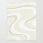 Cream Dream Liquid Swirl Abstract in Light Beige and White Poster Gallery Image 4