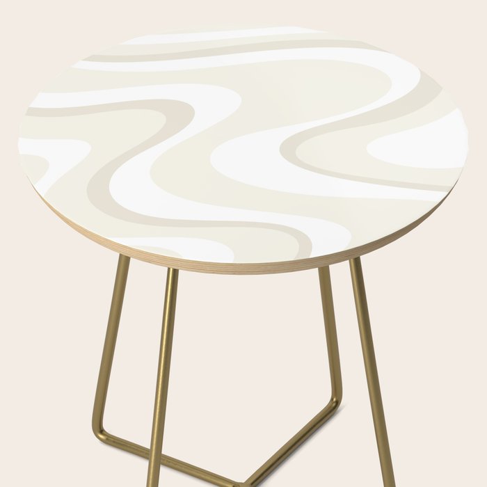 Cream Dream Liquid Swirl Abstract in Light Beige and White Side Table Gallery Image 2