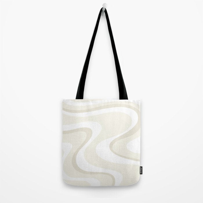 Cream Dream Liquid Swirl Abstract in Light Beige and White Tote Bag Gallery Image 2
