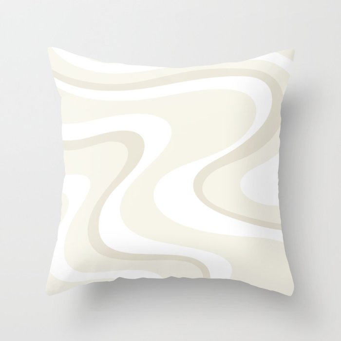 Cream Dream Liquid Swirl Abstract in Light Beige and White Throw Pillow Gallery Image 1
