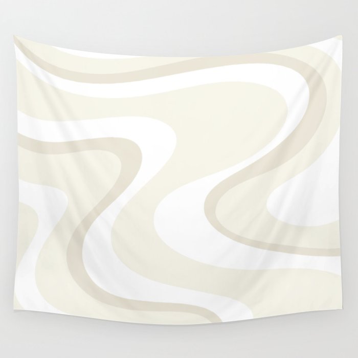 Cream Dream Liquid Swirl Abstract in Light Beige and White Wall Tapestry Gallery Image 4