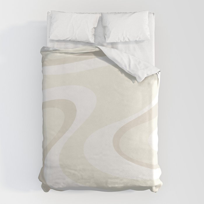 Cream Dream Liquid Swirl Abstract in Light Beige and White Duvet Cover Gallery Image 6