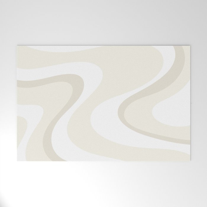 Cream Dream Liquid Swirl Abstract in Light Beige and White Welcome Mat Gallery Image 1