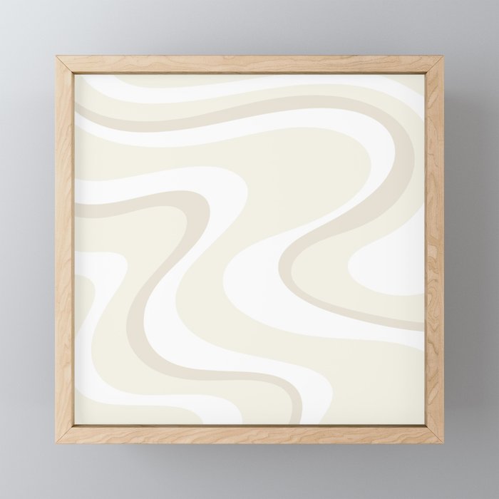 Cream Dream Liquid Swirl Abstract in Light Beige and White Mini Art Print Gallery Image 1