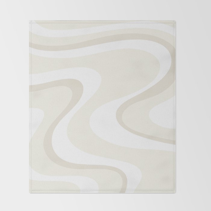 Cream Dream Liquid Swirl Abstract in Light Beige and White Throw Blanket Gallery Image 2