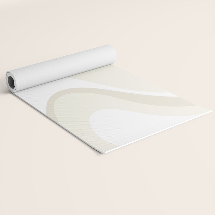 Cream Dream Liquid Swirl Abstract in Light Beige and White Yoga Mat Gallery Image 2