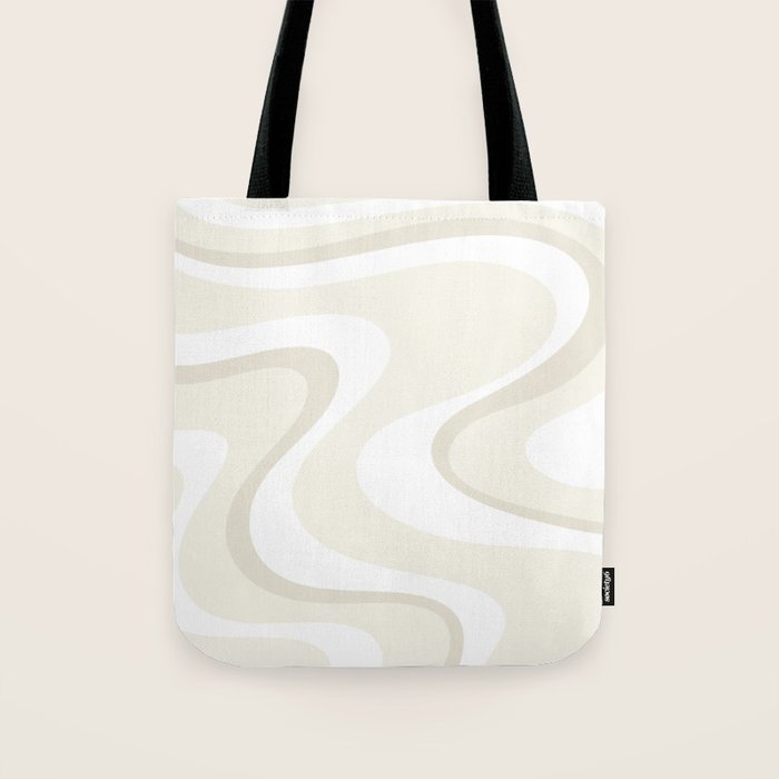 Cream Dream Liquid Swirl Abstract in Light Beige and White Tote Bag Gallery Image 1