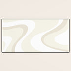 Cream Dream Liquid Swirl Abstract in Light Beige and White Desk Mat Gallery Image 3