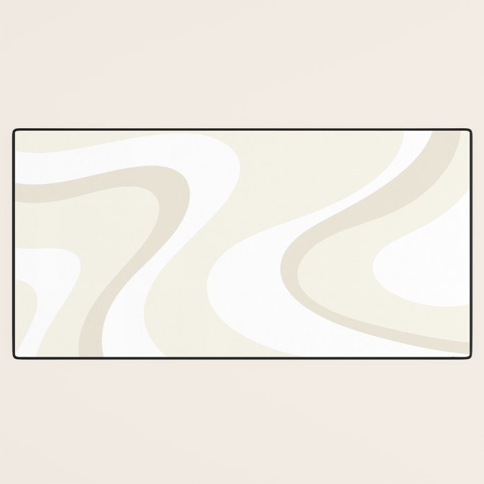 Cream Dream Liquid Swirl Abstract in Light Beige and White Desk Mat Gallery Image 3