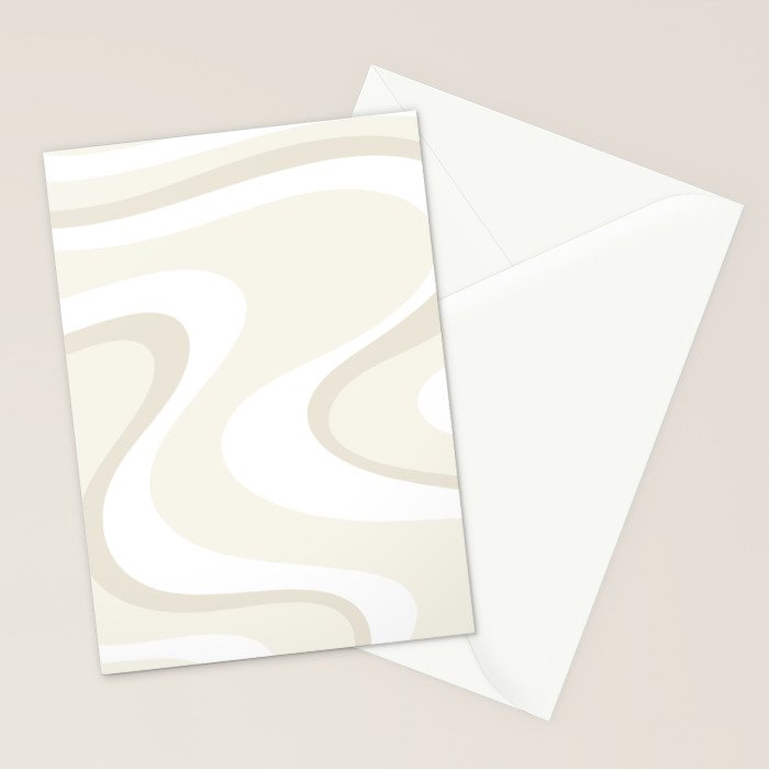 Cream Dream Liquid Swirl Abstract in Light Beige and White Stationery Card Gallery Image 2