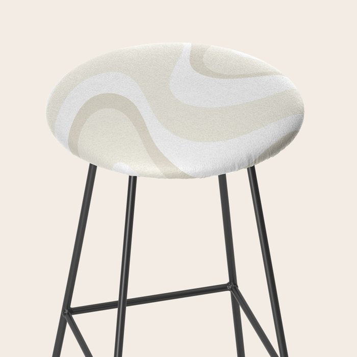Cream Dream Liquid Swirl Abstract in Light Beige and White Stool Gallery Image 2