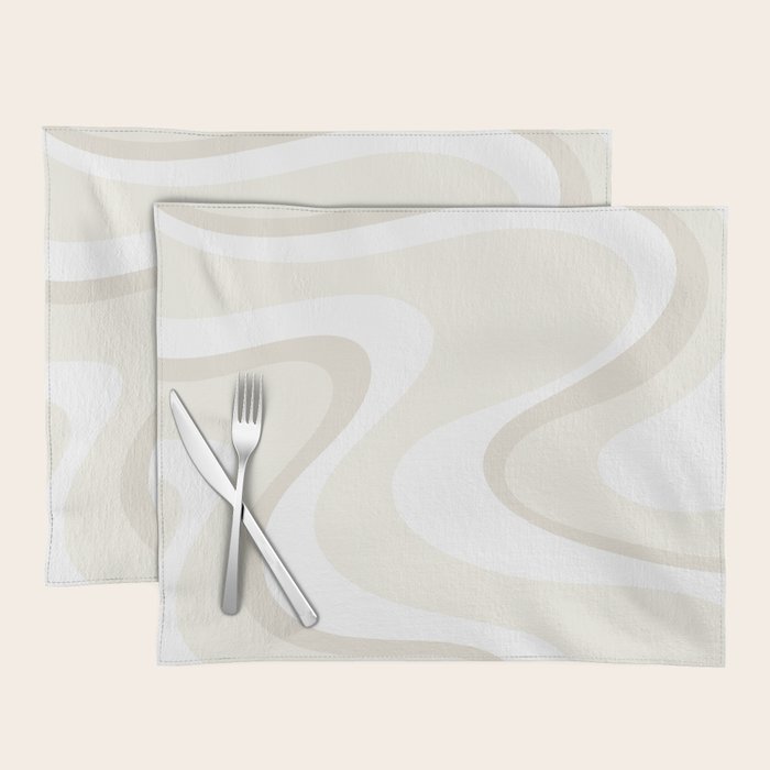 Cream Dream Liquid Swirl Abstract in Light Beige and White Placemat Gallery Image 1