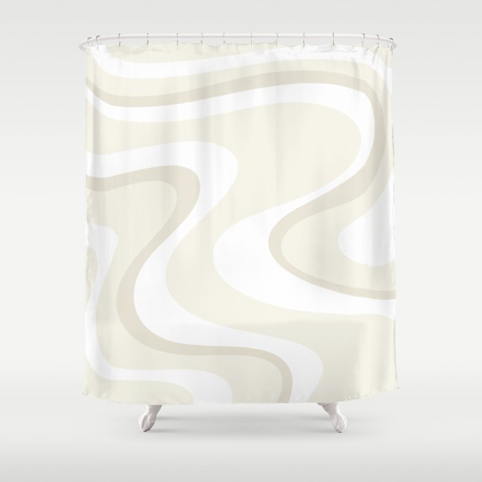 Cream Dream Liquid Swirl Abstract in Light Beige and White Shower Curtain Gallery Image 1