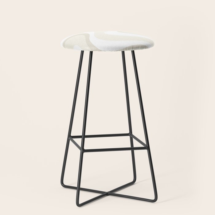 Cream Dream Liquid Swirl Abstract in Light Beige and White Stool Gallery Image 1