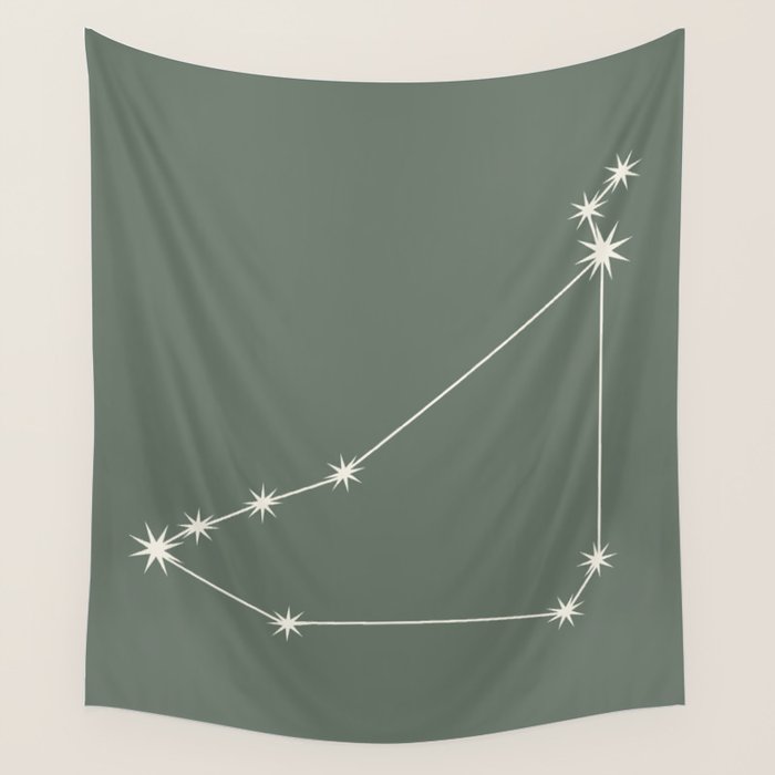 Capricorn Zodiac Star Constellation Line Art Sage Wall Tapestry Gallery Image 4