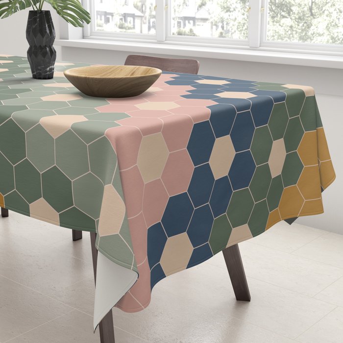 Hexagon Flowers Tablecloth Gallery Image 3