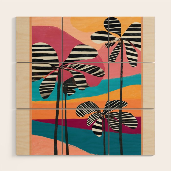 Tropical Sunset Palms I Wood Wall Art Gallery Image 1