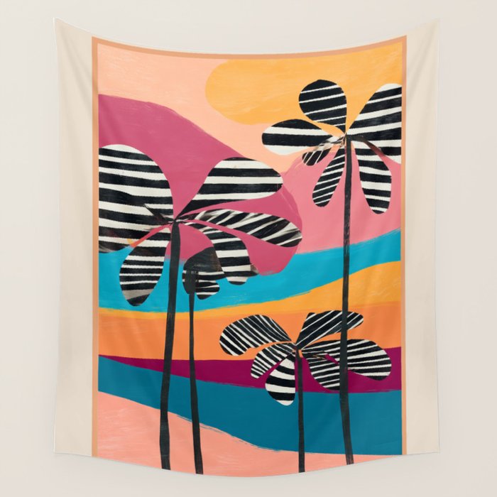 Tropical Sunset Palms I Wall Tapestry Gallery Image 1